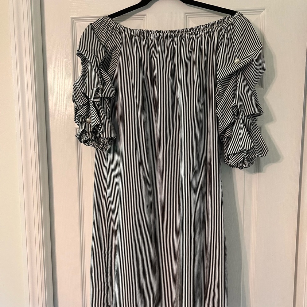 Black and white striped womens dress